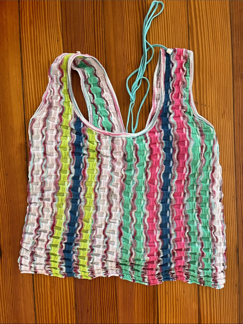 Missoni Multicolor Smocked Stripe Tank Top - Pink, Mint, Navy, Lime